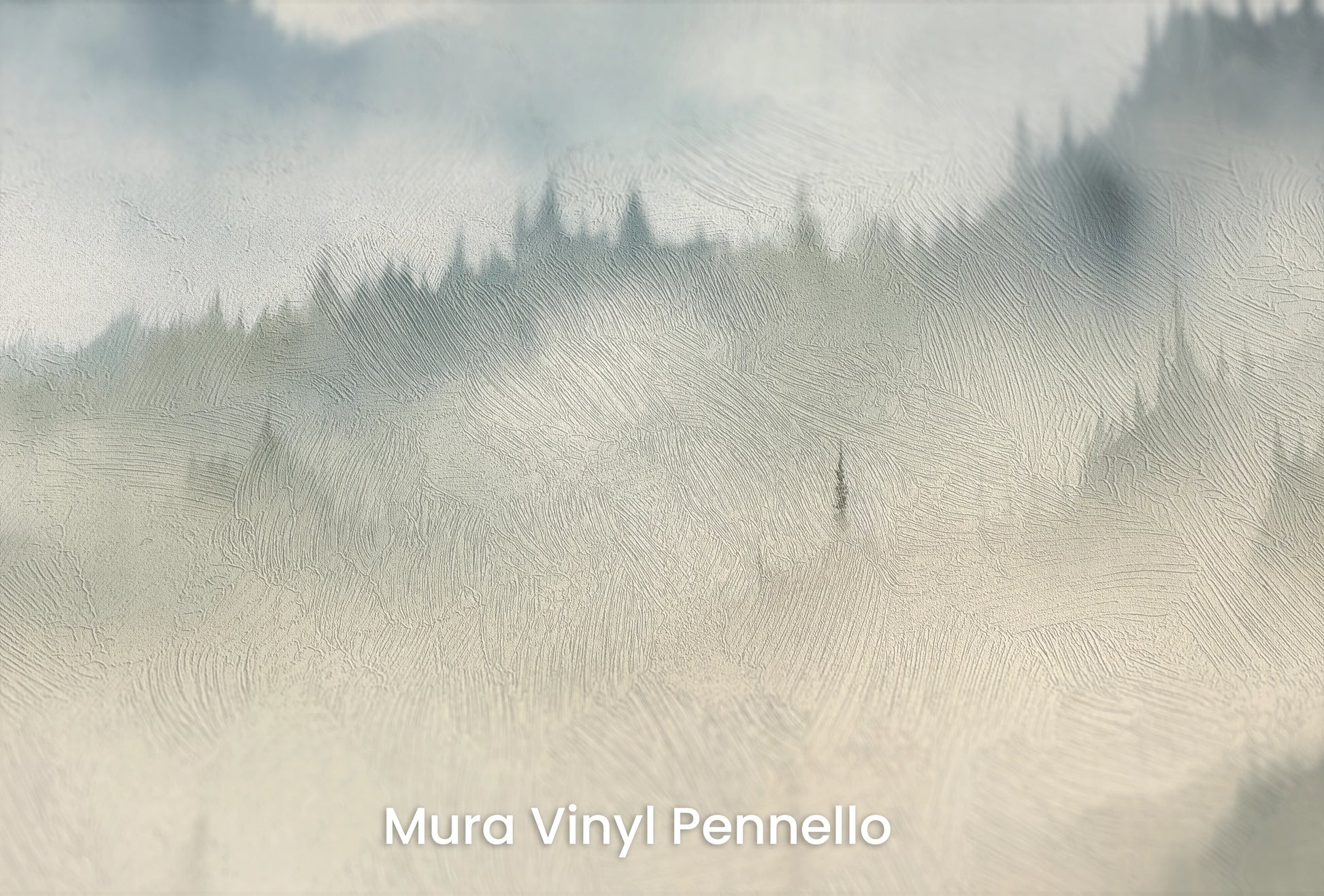 Zbliżenie na artystyczną fototapetę o nazwie Misty Mountain Layers na podłożu Mura Vinyl Pennello - faktura pociągnięć pędzla malarskiego.