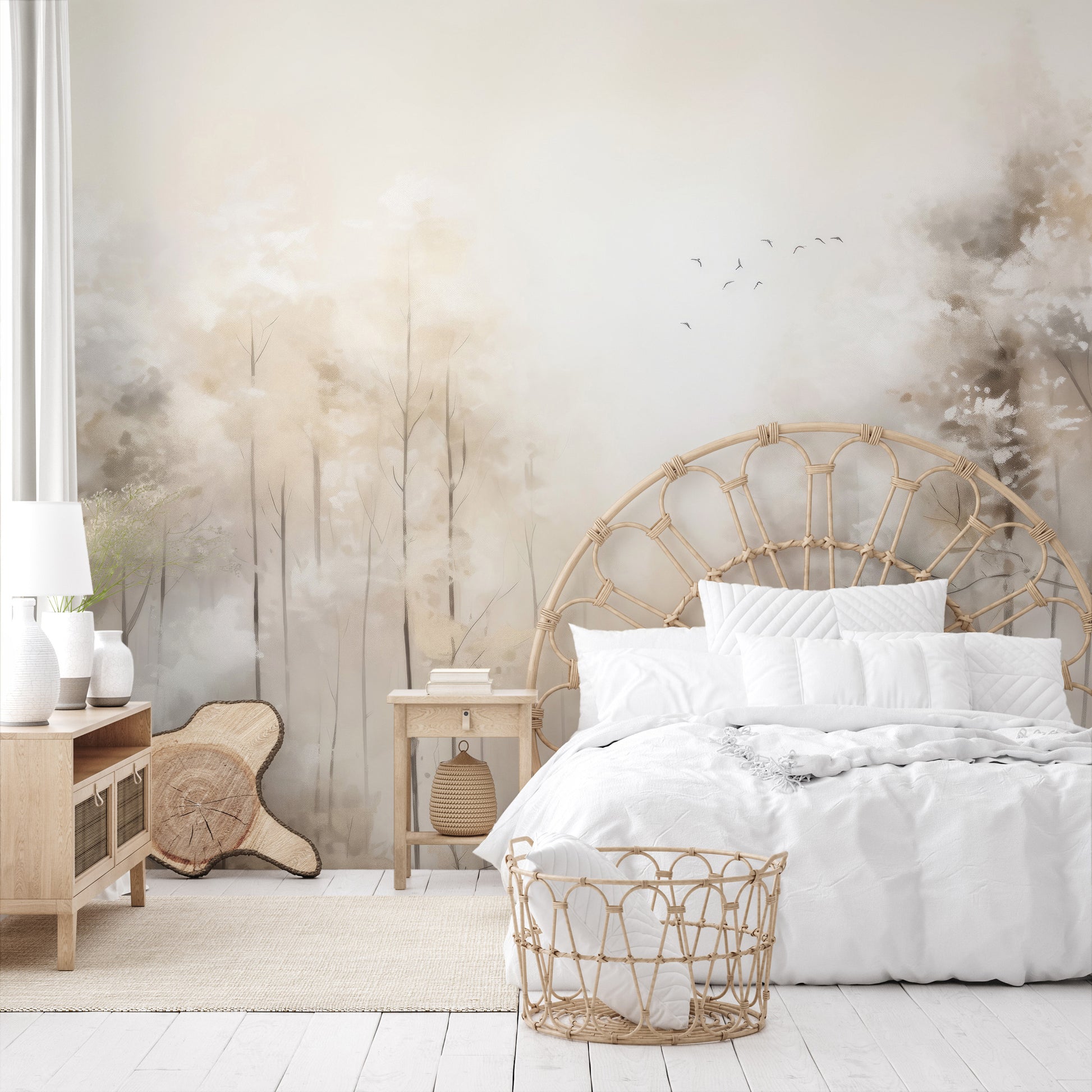 Wzór fototapety o nazwie MORNING'S FIRST FLIGHT MURAL pokazanej w kontekście pomieszczenia.