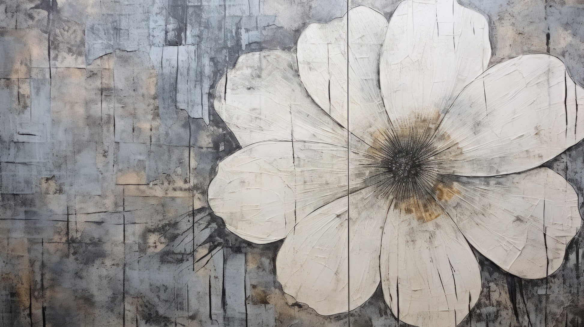 Prezentacja całego wzoru fototapety o nazwie INDUSTRIAL BLOOM