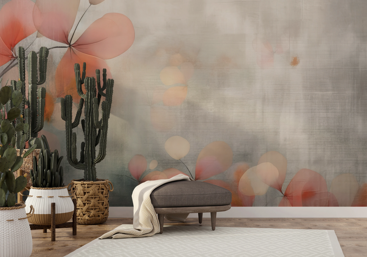 Fototapeta malowana o nazwie Abstract Petals pokazana w aranżacji wnętrza.