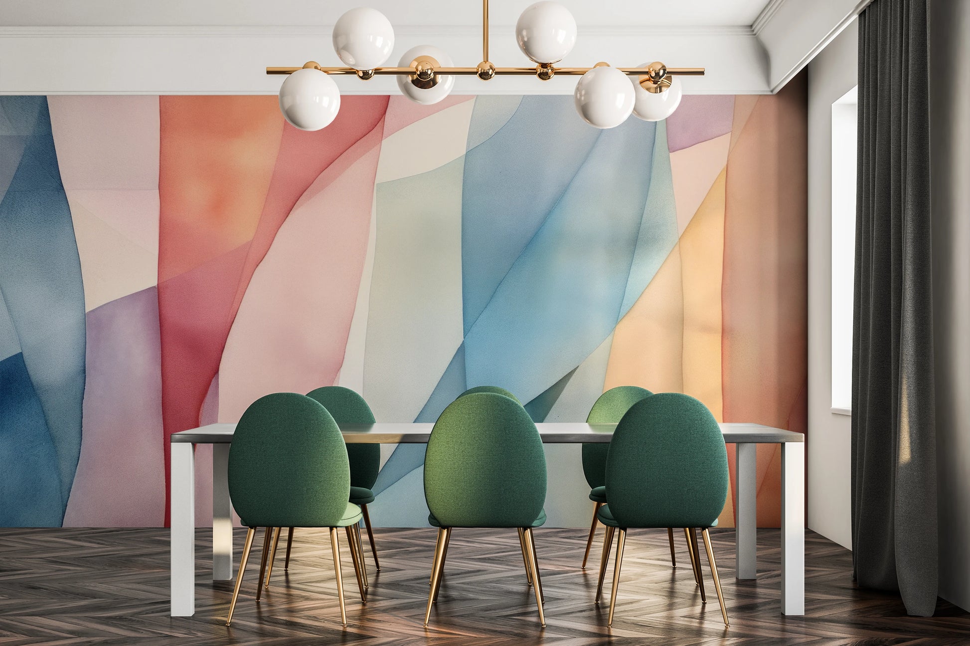 Wzór fototapety o nazwie Blush Geometry pokazanej w kontekście pomieszczenia.