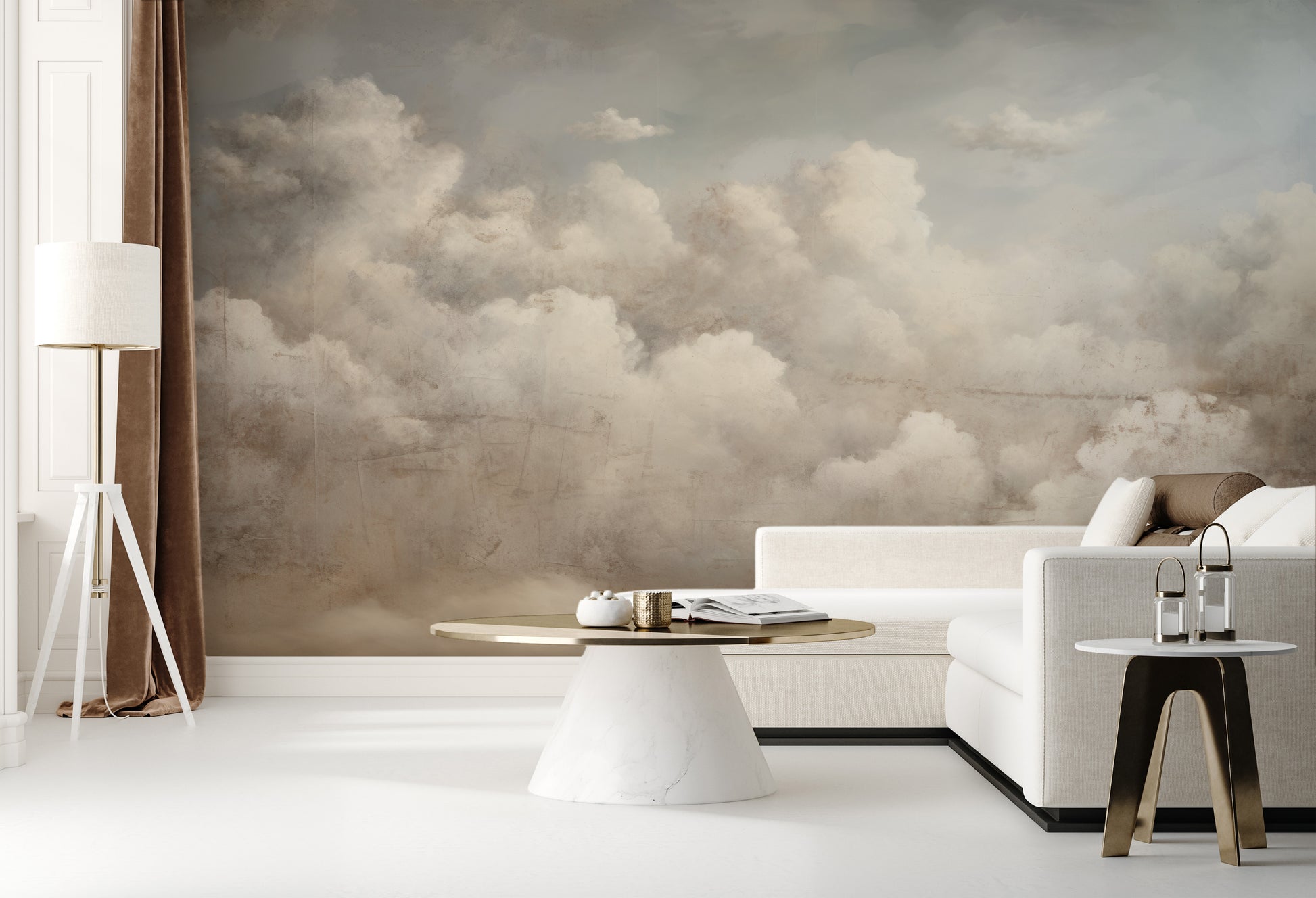 Fototapeta malowana o nazwie TIMELESS VISTA CLOUDSCAPE pokazana w aranżacji wnętrza.