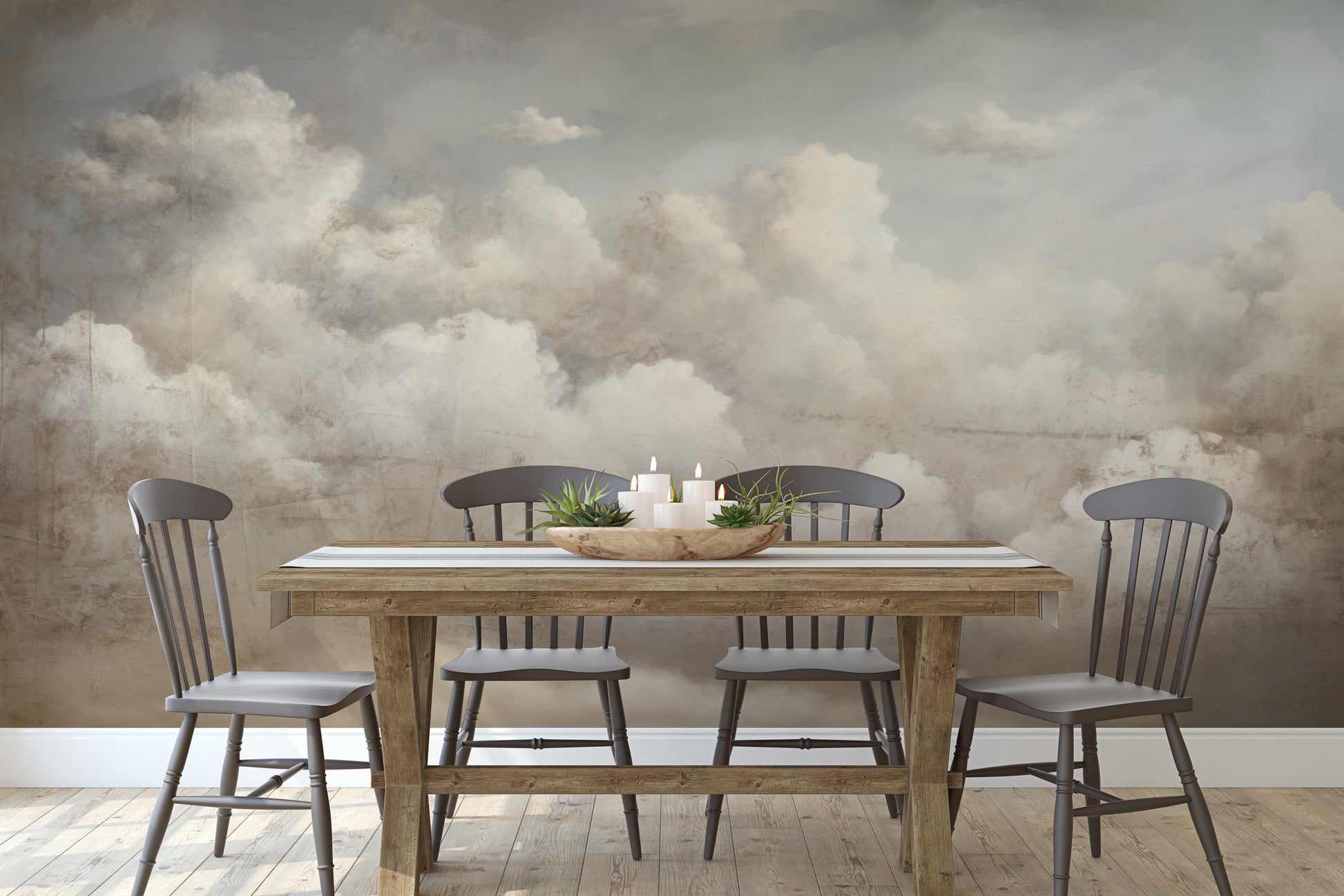 Fototapeta artystyczna o nazwie TIMELESS VISTA CLOUDSCAPE pokazana w aranżacji wnętrza.