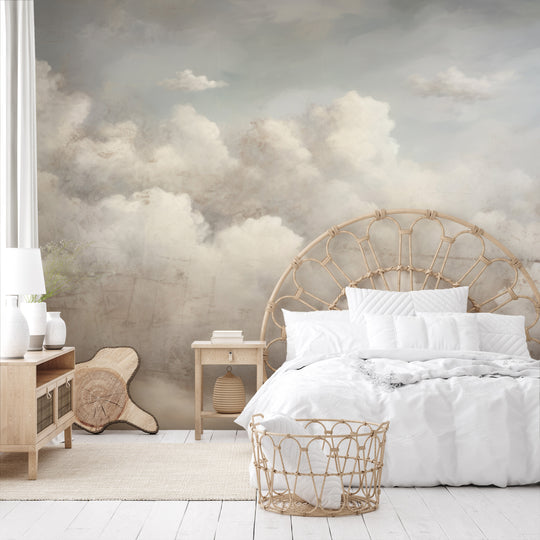 Wzór fototapety artystycznej o nazwie TIMELESS VISTA CLOUDSCAPE pokazanej w aranżacji wnętrza.