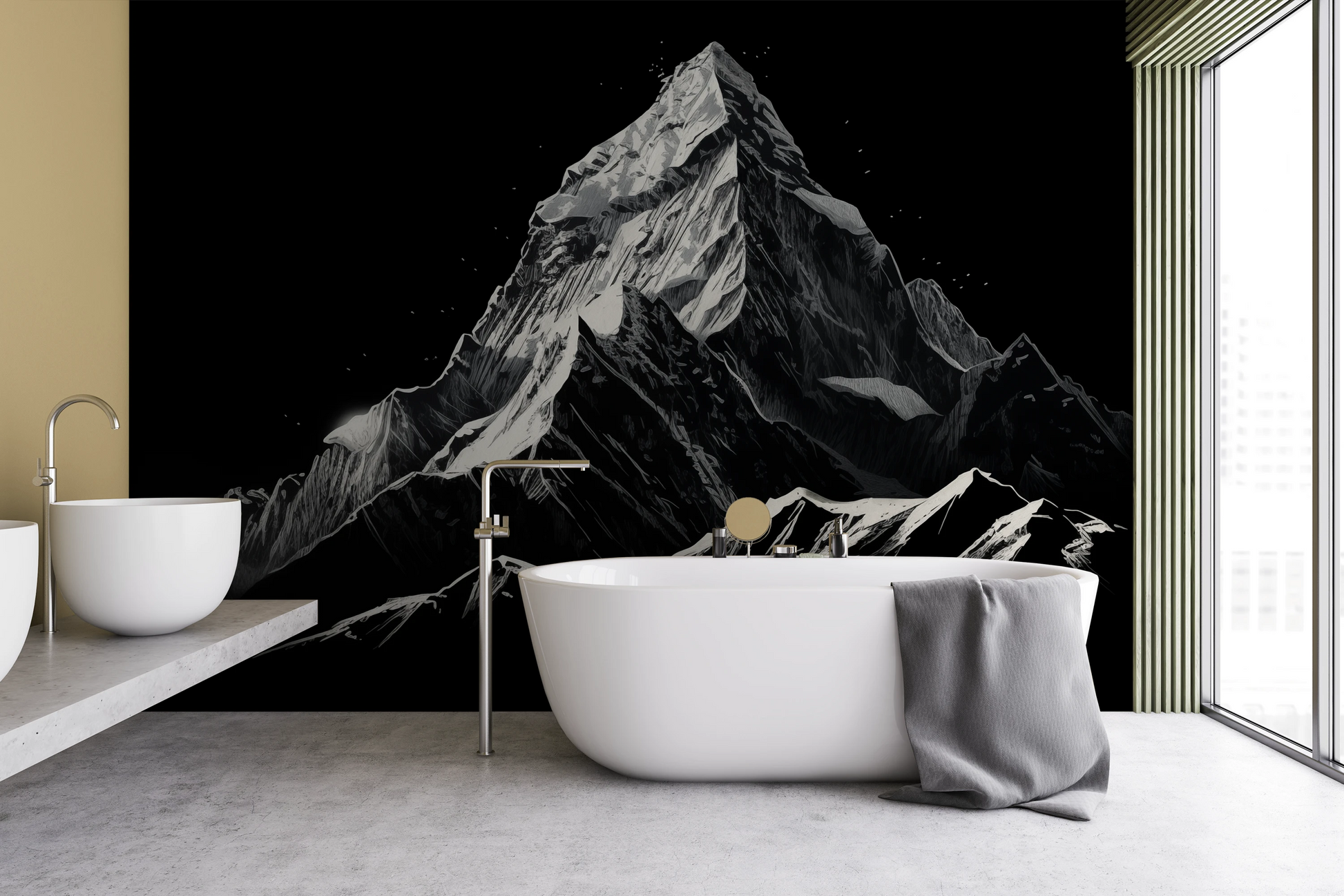 Wzór fototapety artystycznej o nazwie Nocturnal Elegance pokazanej w aranżacji wnętrza.