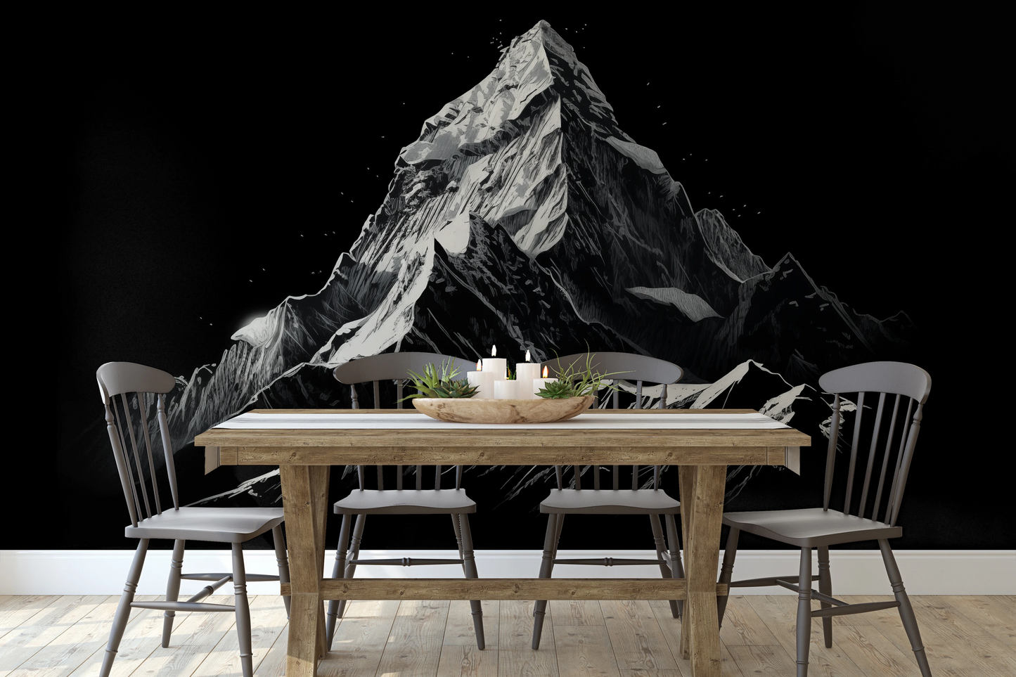 Fototapeta artystyczna o nazwie Nocturnal Elegance pokazana w aranżacji wnętrza.