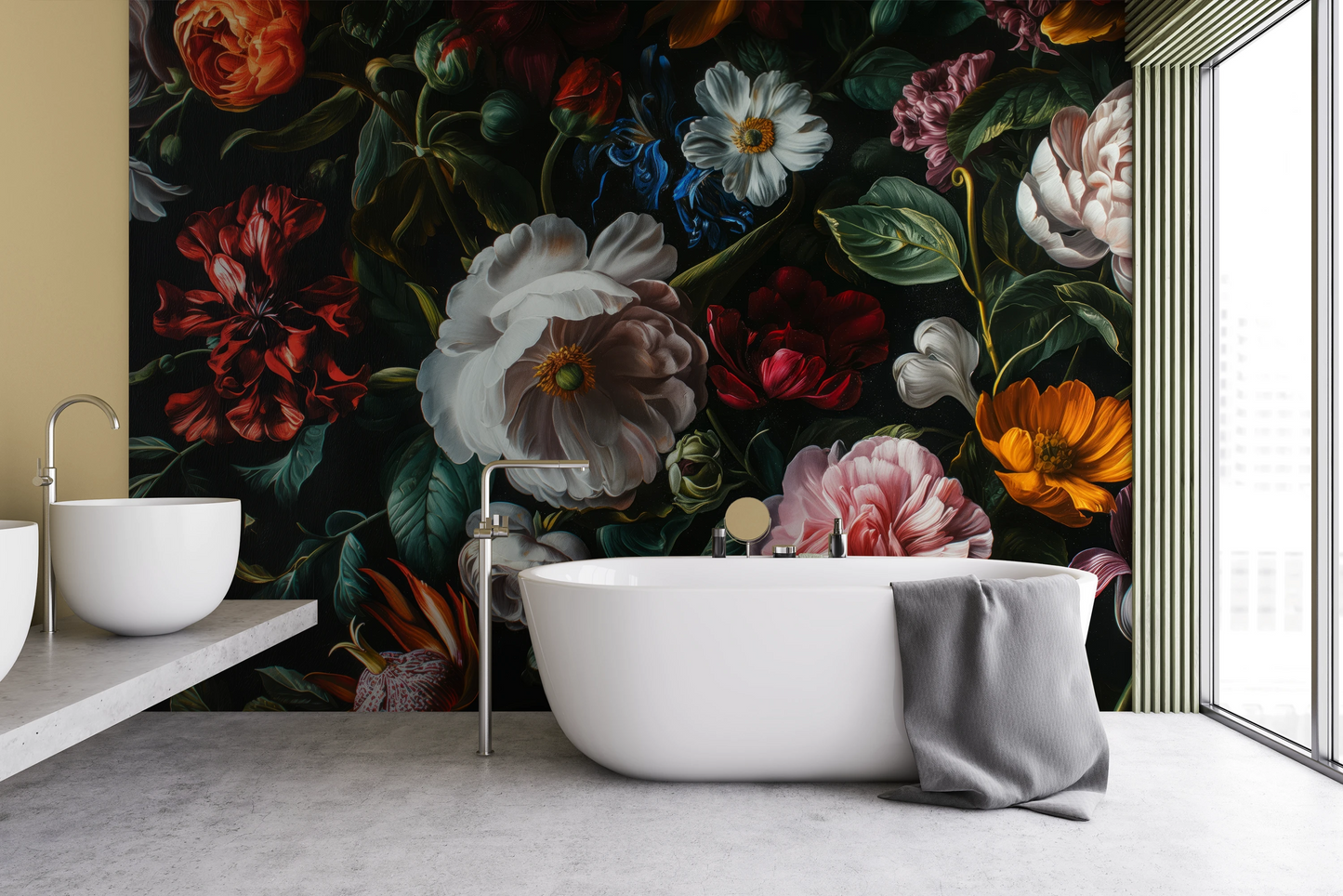 Fototapeta o nazwie Midnight Floral Drama użyta w aranzacji wnętrza.
