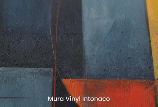 Zbliżenie na artystyczną fototapetę o nazwie Sunset Sphere na podłożu Mura Vinyl Intonaco - struktura tartego tynku.