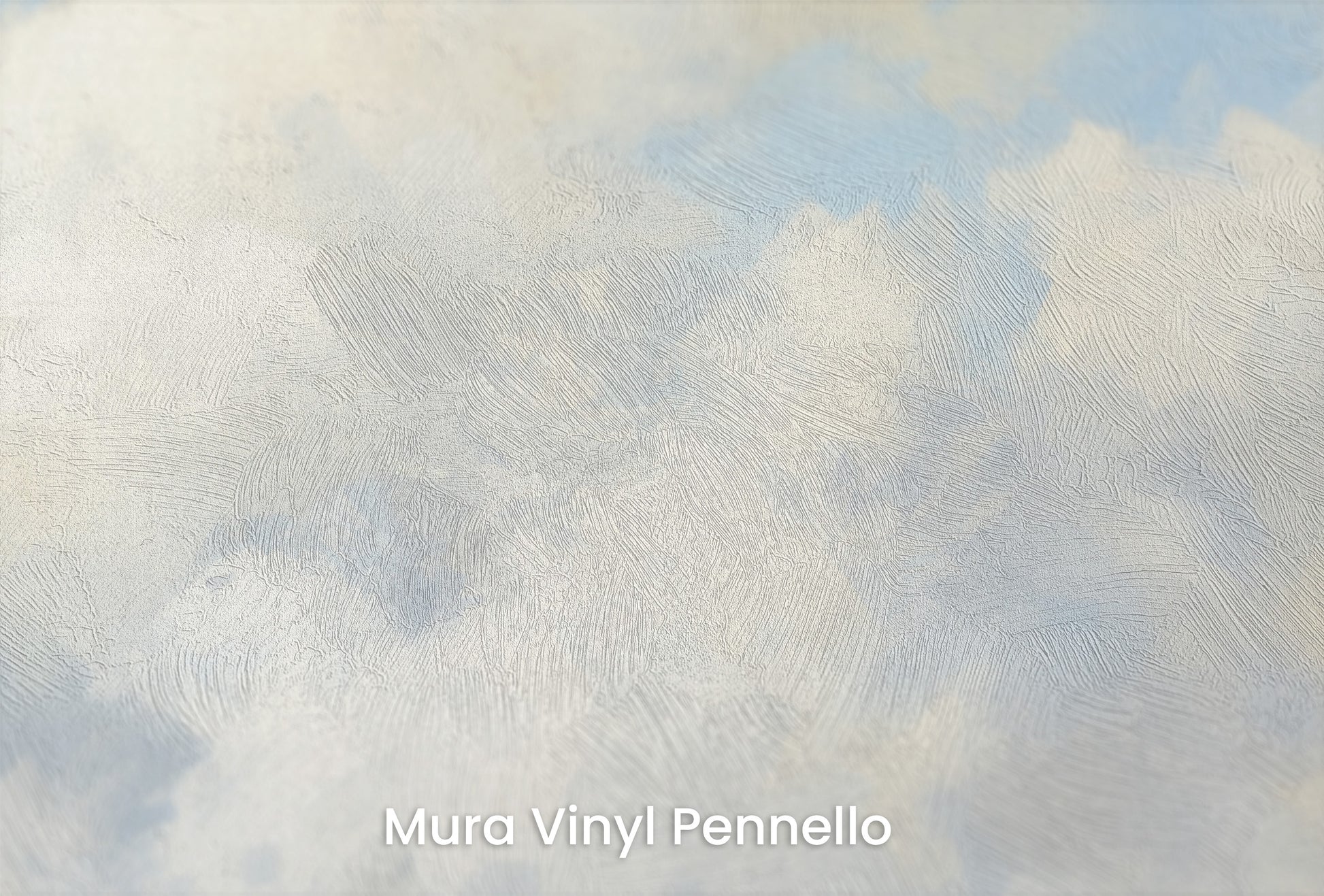 Zbliżenie na artystyczną fototapetę o nazwie CUMULUS DANCE ALOFT na podłożu Mura Vinyl Pennello - faktura pociągnięć pędzla malarskiego.