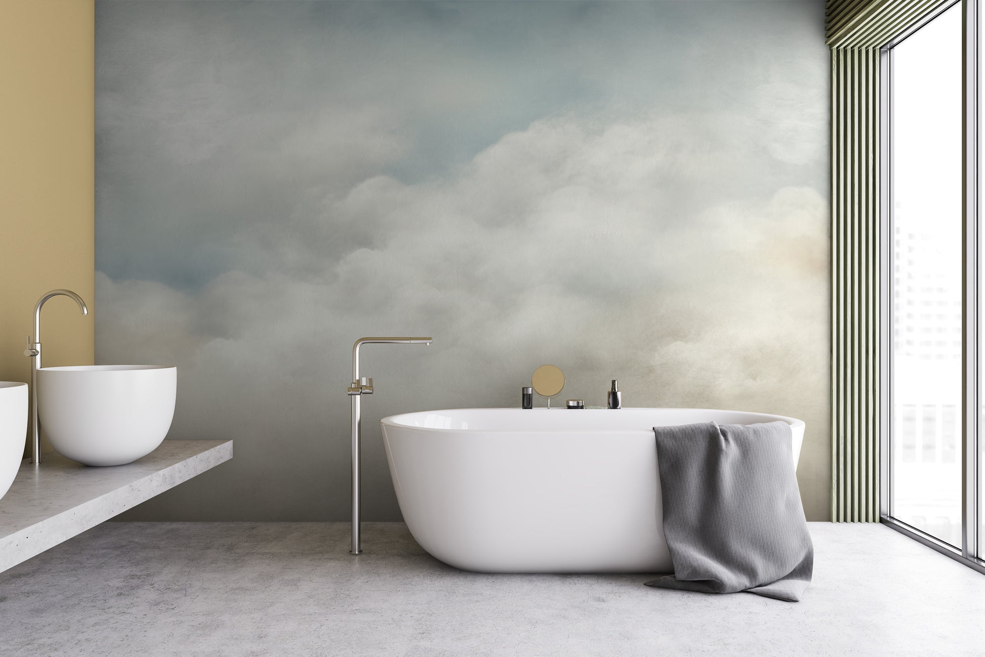 Fototapeta malowana o nazwie SOFT EMINENCE CLOUDSCAPE pokazana w aranżacji wnętrza.