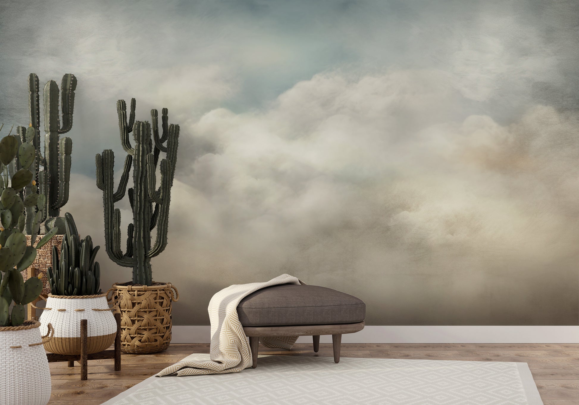 Fototapeta artystyczna o nazwie SOFT EMINENCE CLOUDSCAPE pokazana w aranżacji wnętrza.