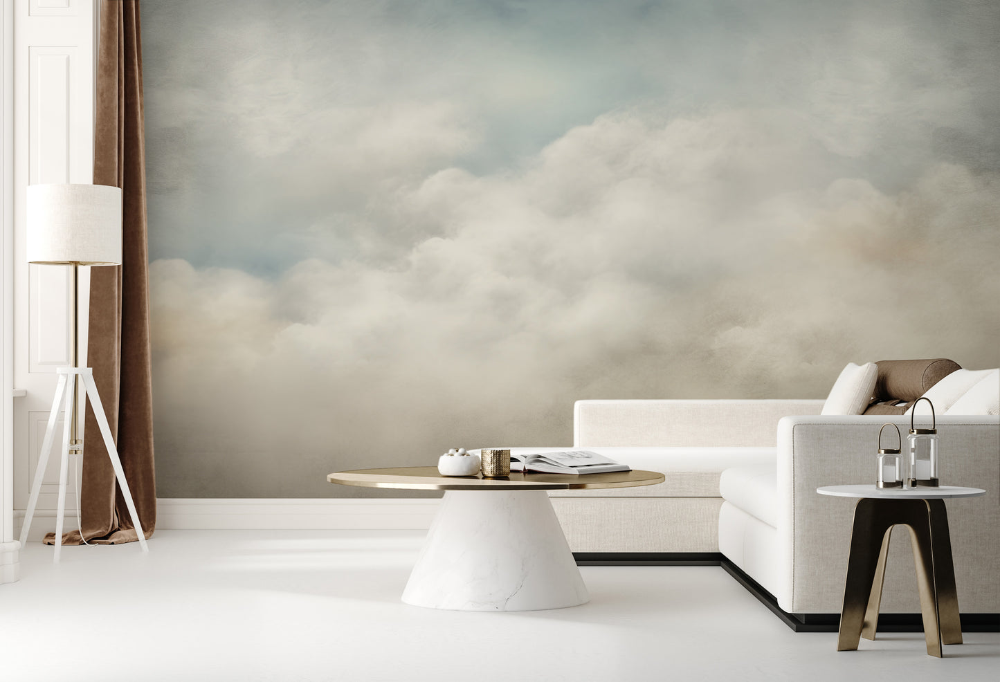 Wzór fototapety artystycznej o nazwie SOFT EMINENCE CLOUDSCAPE pokazanej w aranżacji wnętrza.