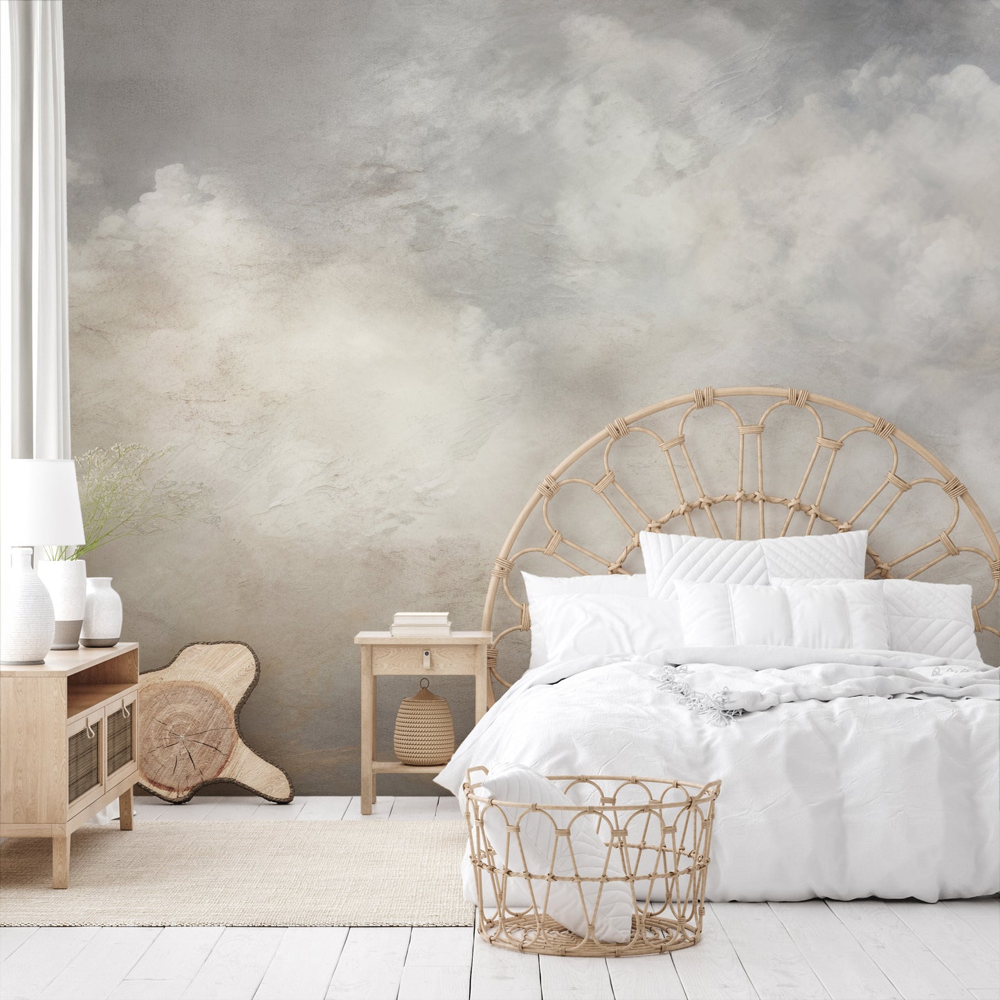 Fototapeta artystyczna o nazwie MONOCHROME CLOUD MAJESTY pokazana w aranżacji wnętrza.