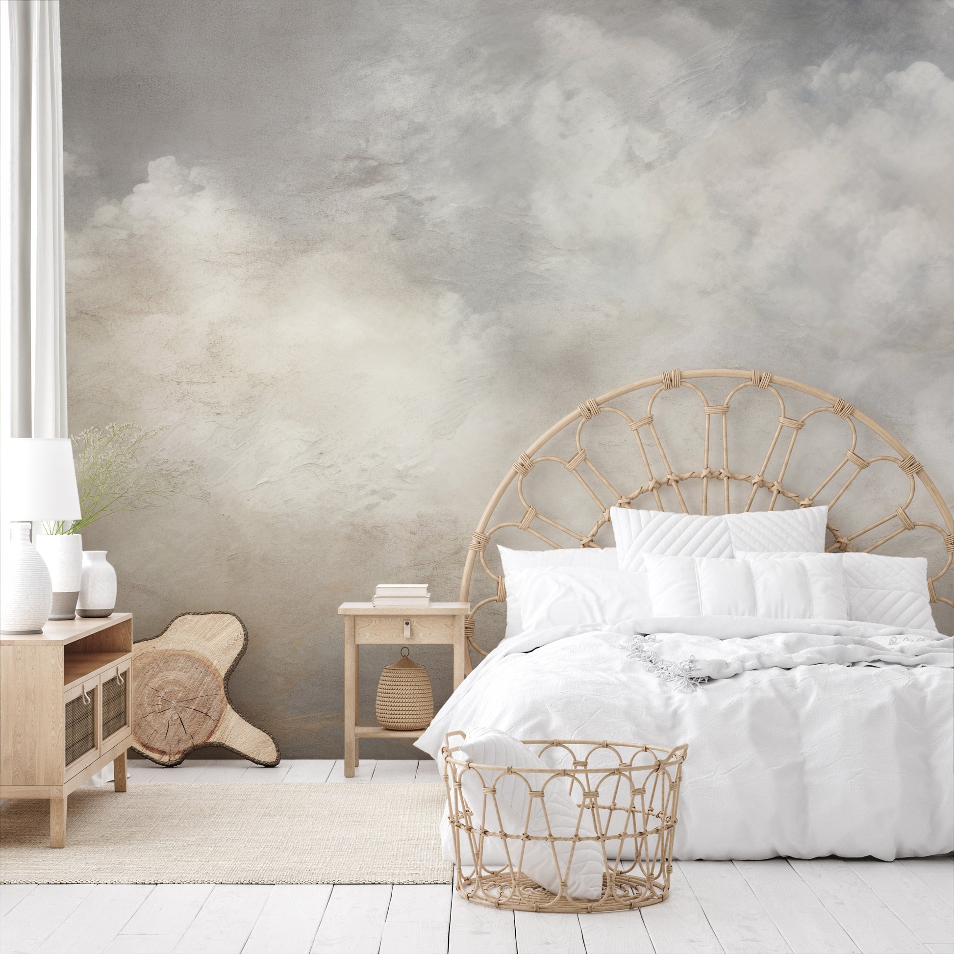 Fototapeta artystyczna o nazwie MONOCHROME CLOUD MAJESTY pokazana w aranżacji wnętrza.