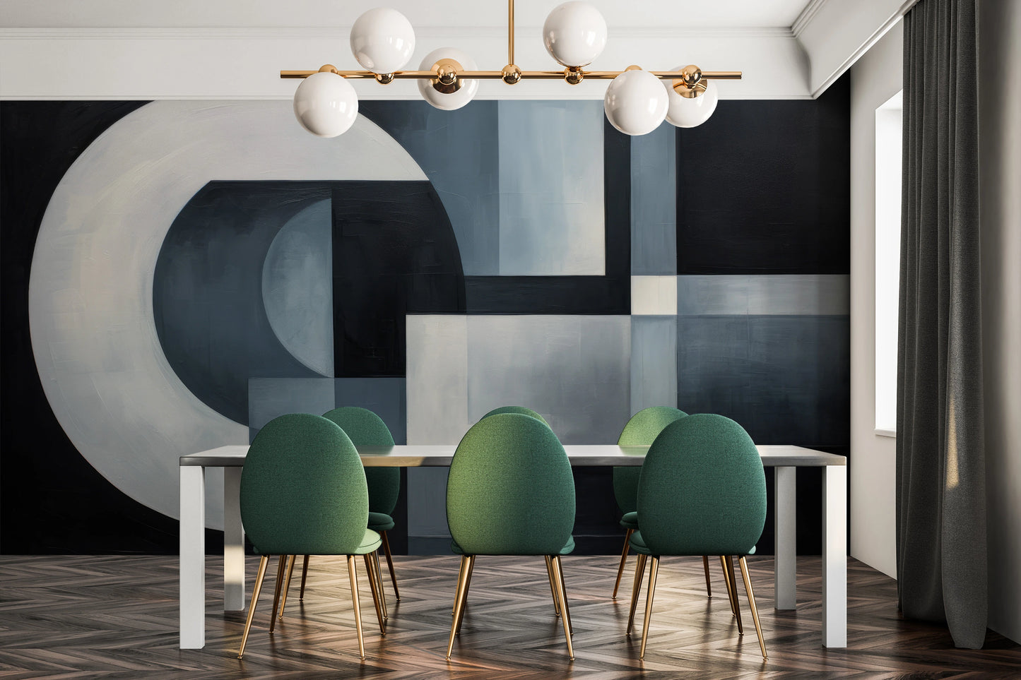 Fototapeta artystyczna o nazwie Circular Shades pokazana w aranżacji wnętrza.