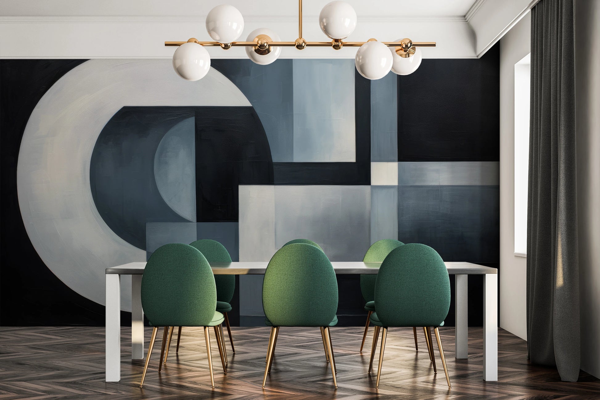Fototapeta artystyczna o nazwie Circular Shades pokazana w aranżacji wnętrza.