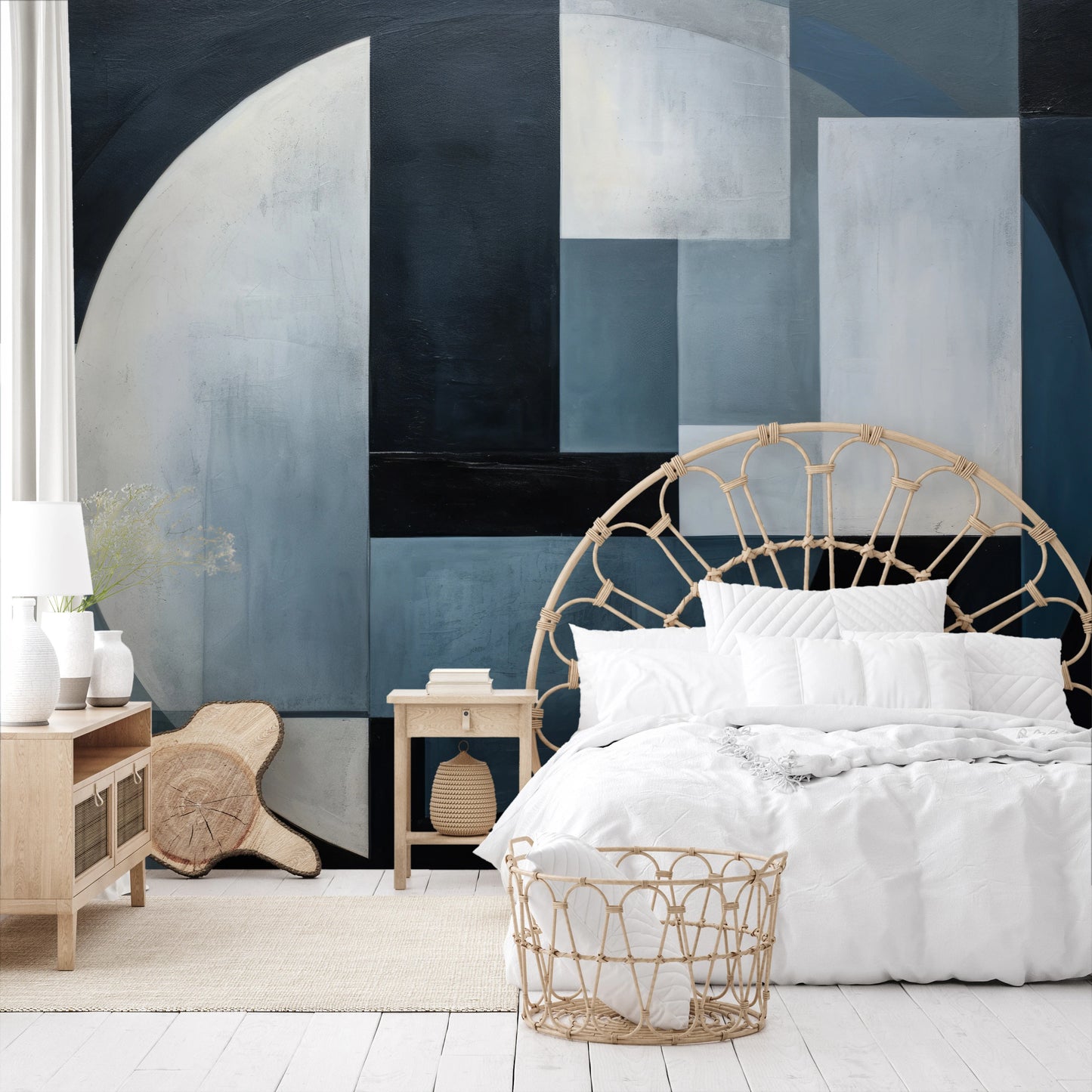 Fototapeta malowana o nazwie Geometric Crescent pokazana w aranżacji wnętrza.