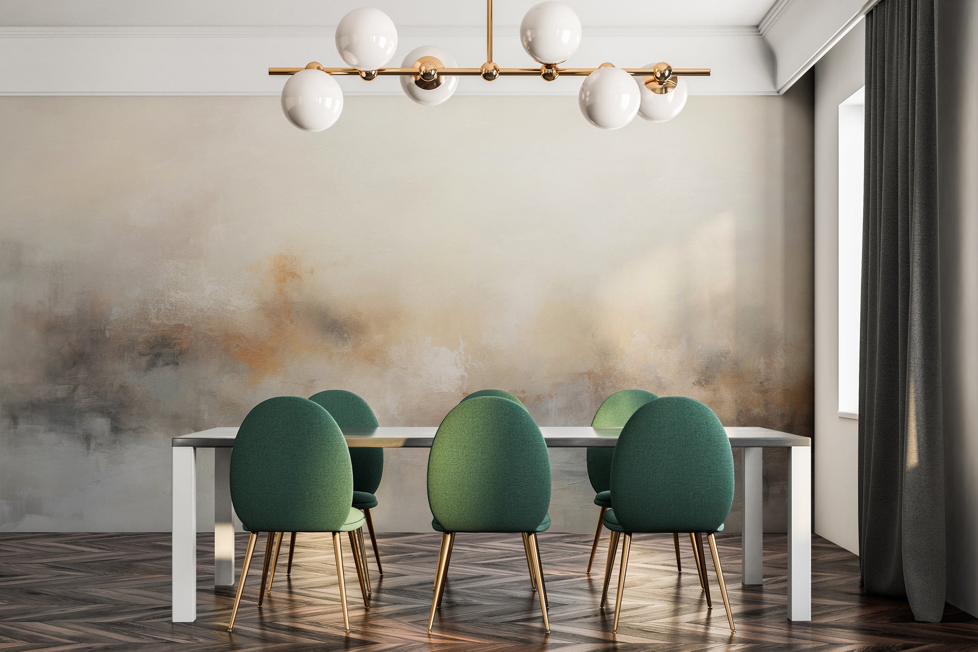 Fototapeta artystyczna o nazwie GENTLE FROST MIST pokazana w aranżacji wnętrza.