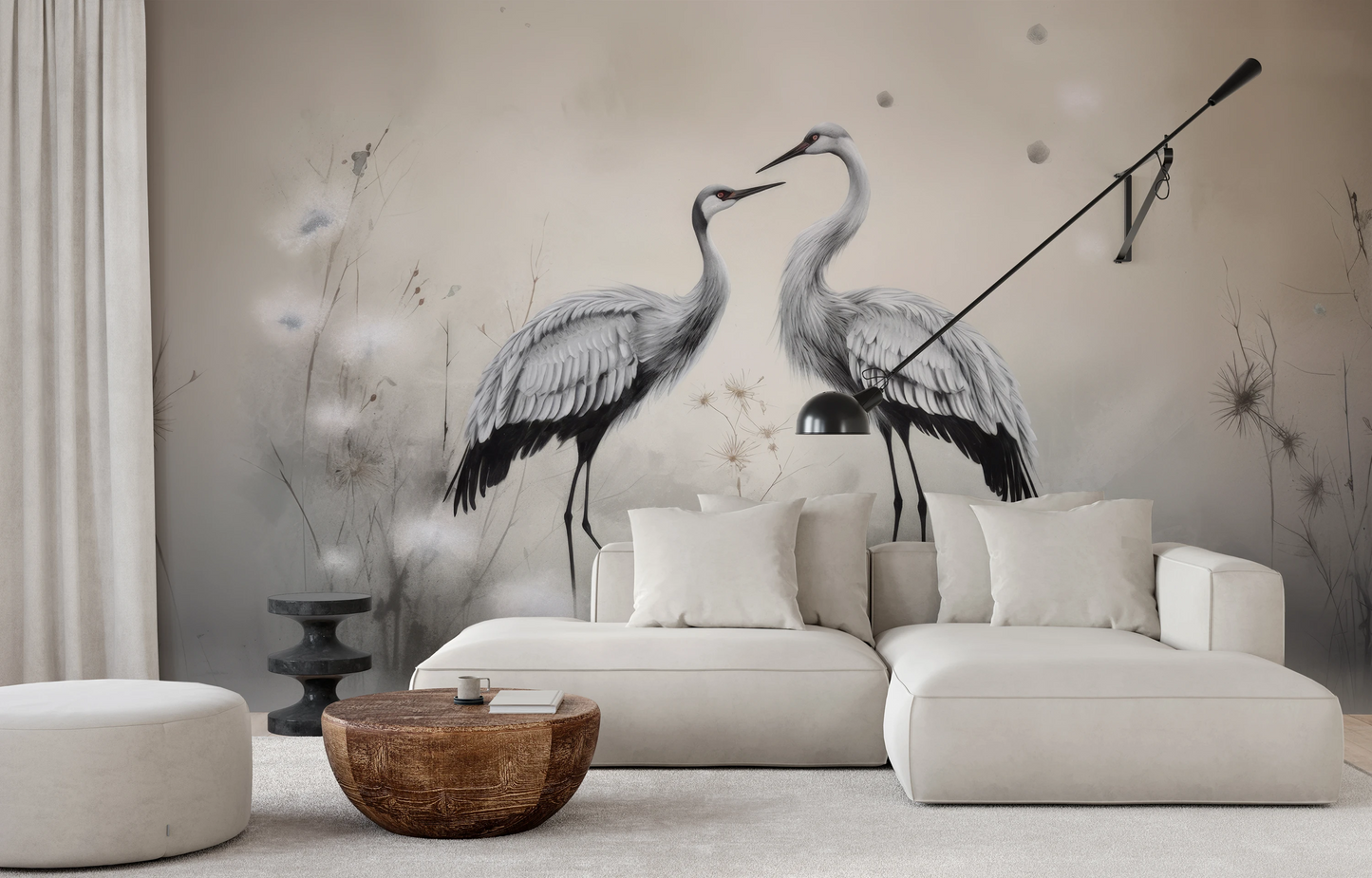 Wzór fototapety artystycznej o nazwie Soft Touch of Nature pokazanej w aranżacji wnętrza.