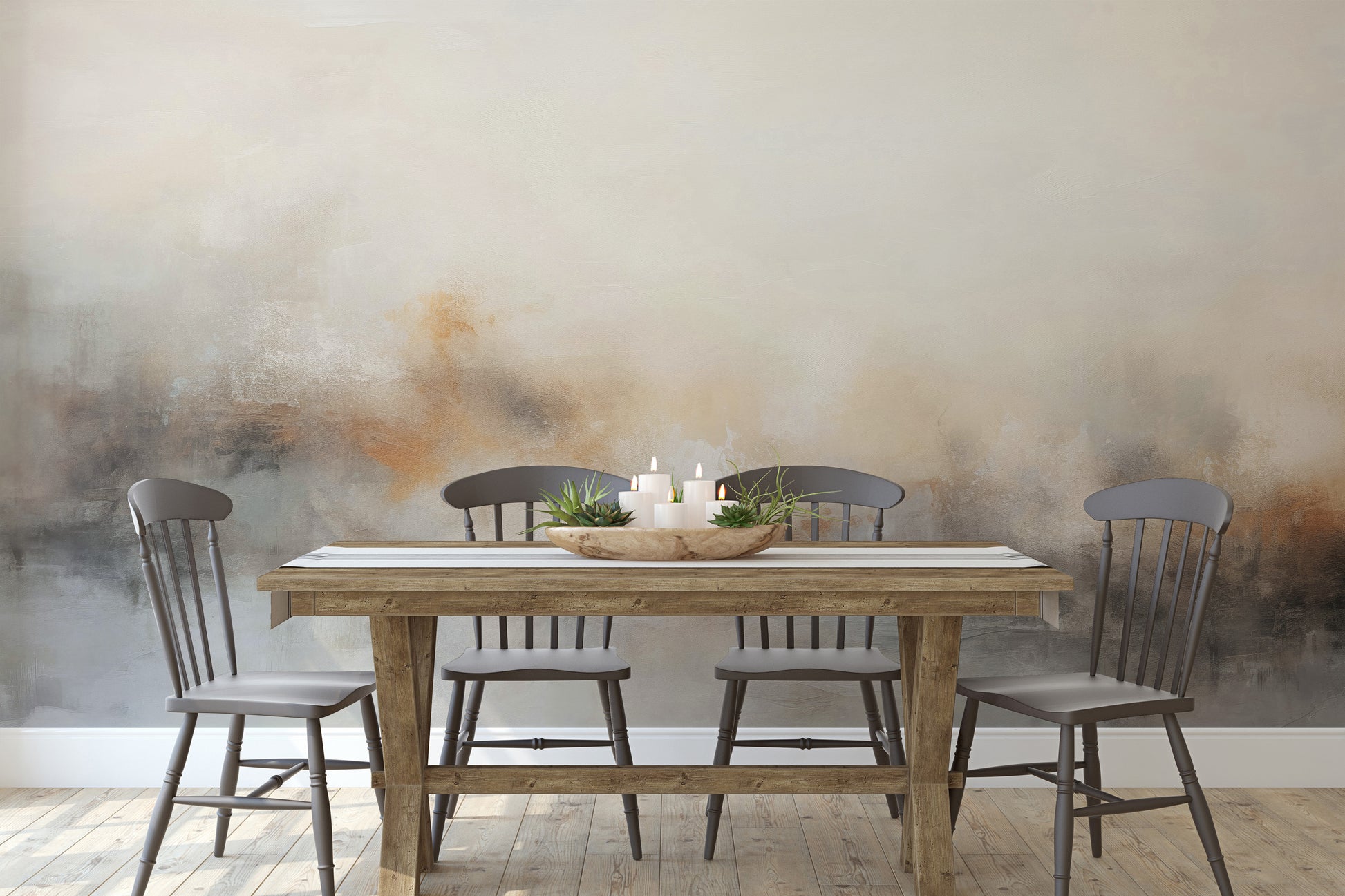 Zdjęcie prezentuje aranżację wnętrza z użyciem fototapety o nazwie GENTLE FROST MIST pokazanej w aranżacji wnętrza.