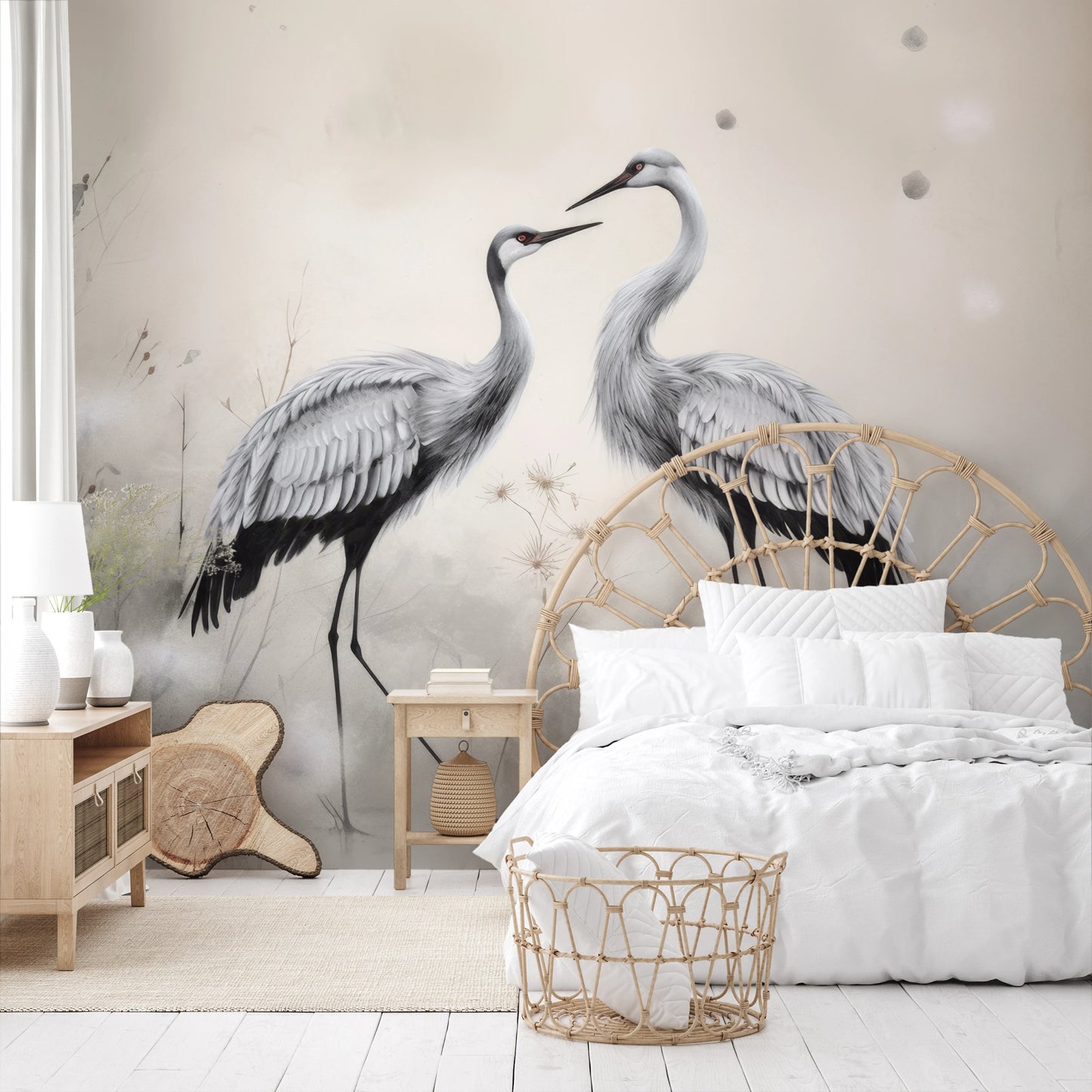 Wzór fototapety artystycznej o nazwie Soft Touch of Nature pokazanej w aranżacji wnętrza.