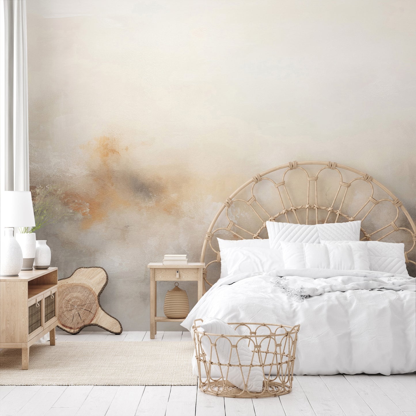 Wzór fototapety o nazwie GENTLE FROST MIST pokazanej w kontekście pomieszczenia.