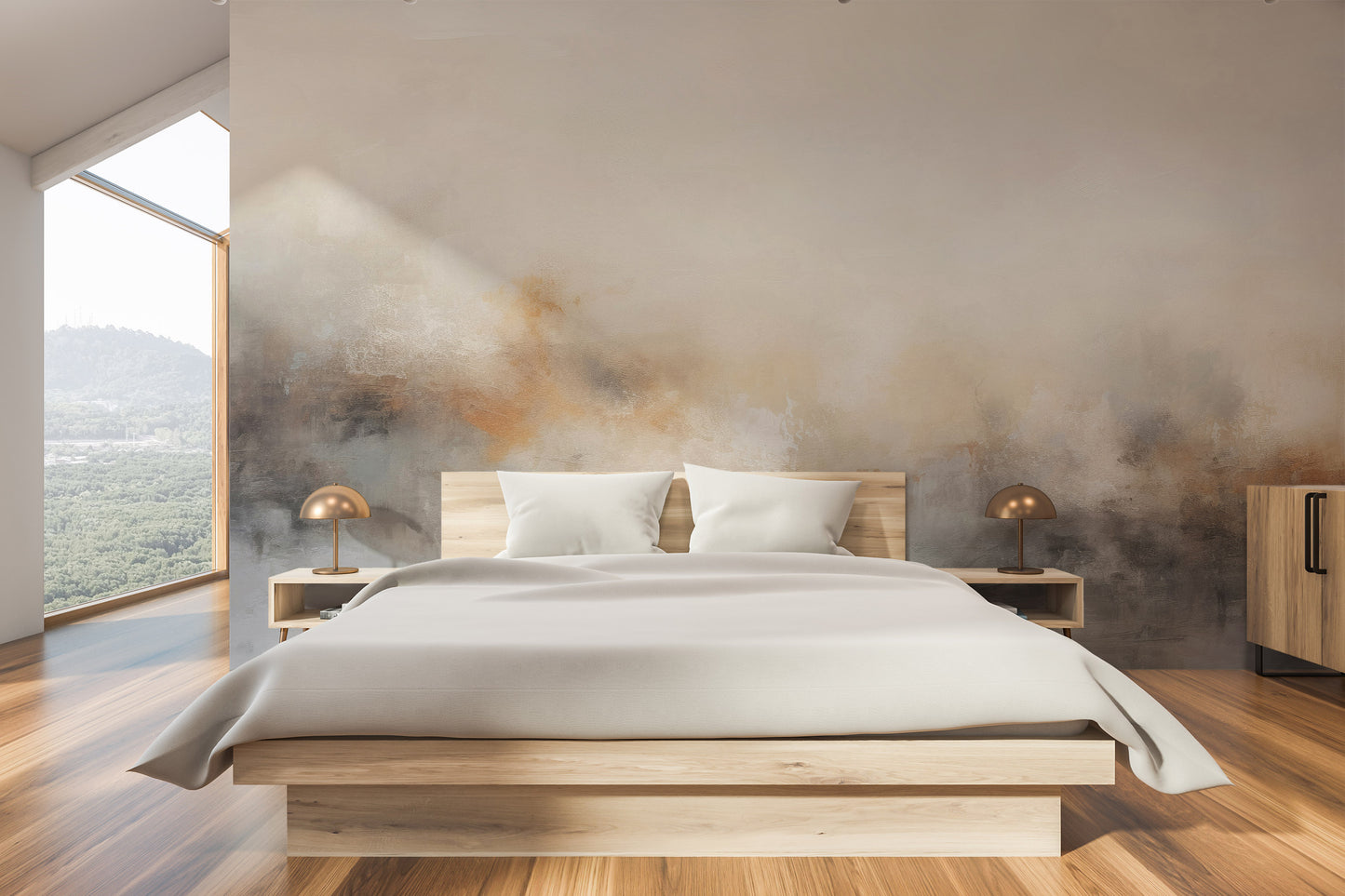 Wzór fototapety artystycznej o nazwie GENTLE FROST MIST pokazanej w aranżacji wnętrza.