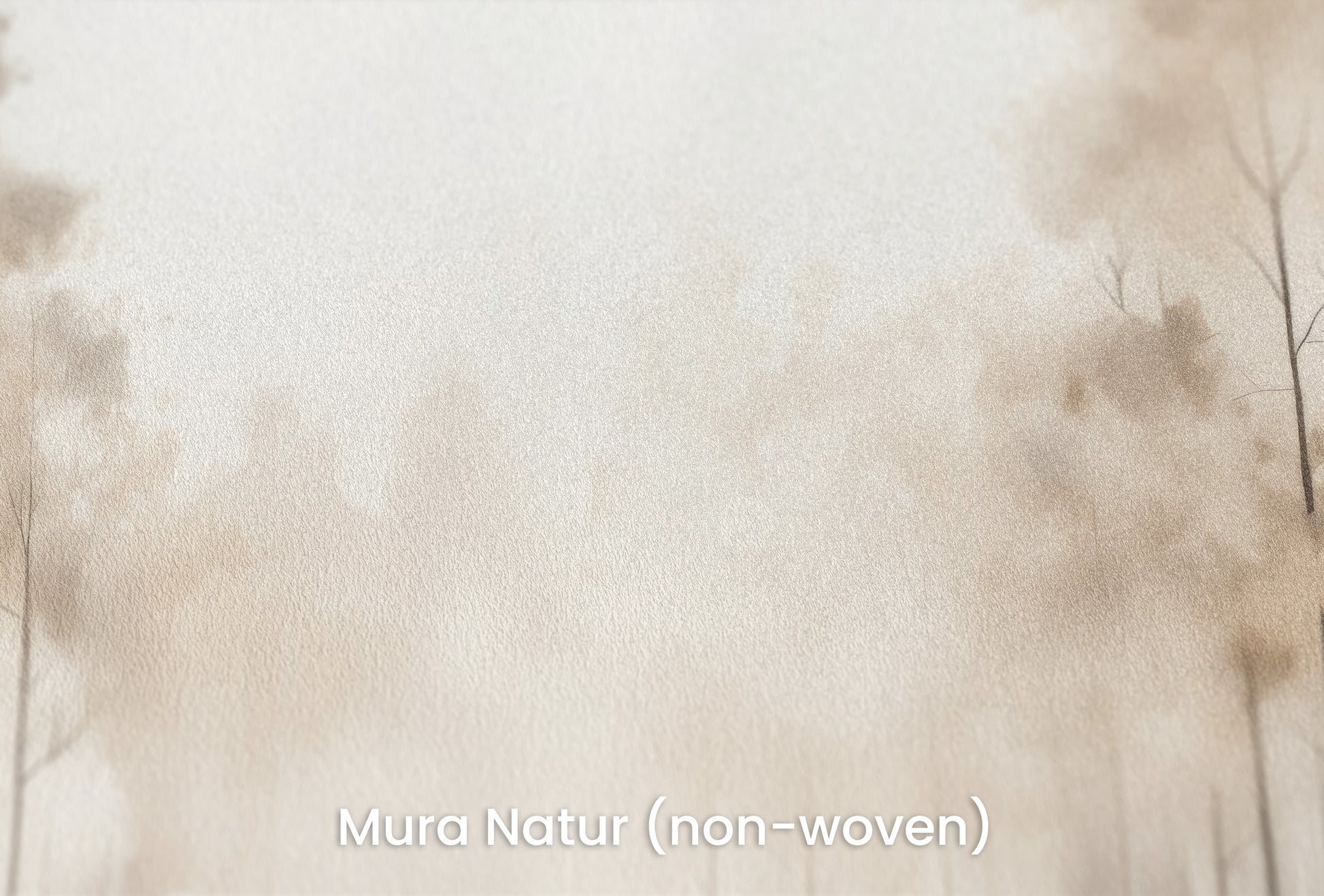 Zbliżenie na artystyczną fototapetę o nazwie FOG-ENVELOPED FOREST PATH MURAL na podłożu Mura Natur (non-woven) - naturalne i ekologiczne podłoże.
