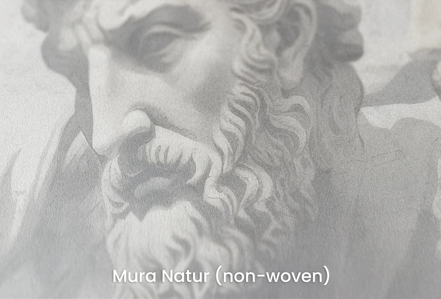 Zbliżenie na artystyczną fototapetę o nazwie Stoic Trio na podłożu Mura Natur (non-woven) - naturalne i ekologiczne podłoże.