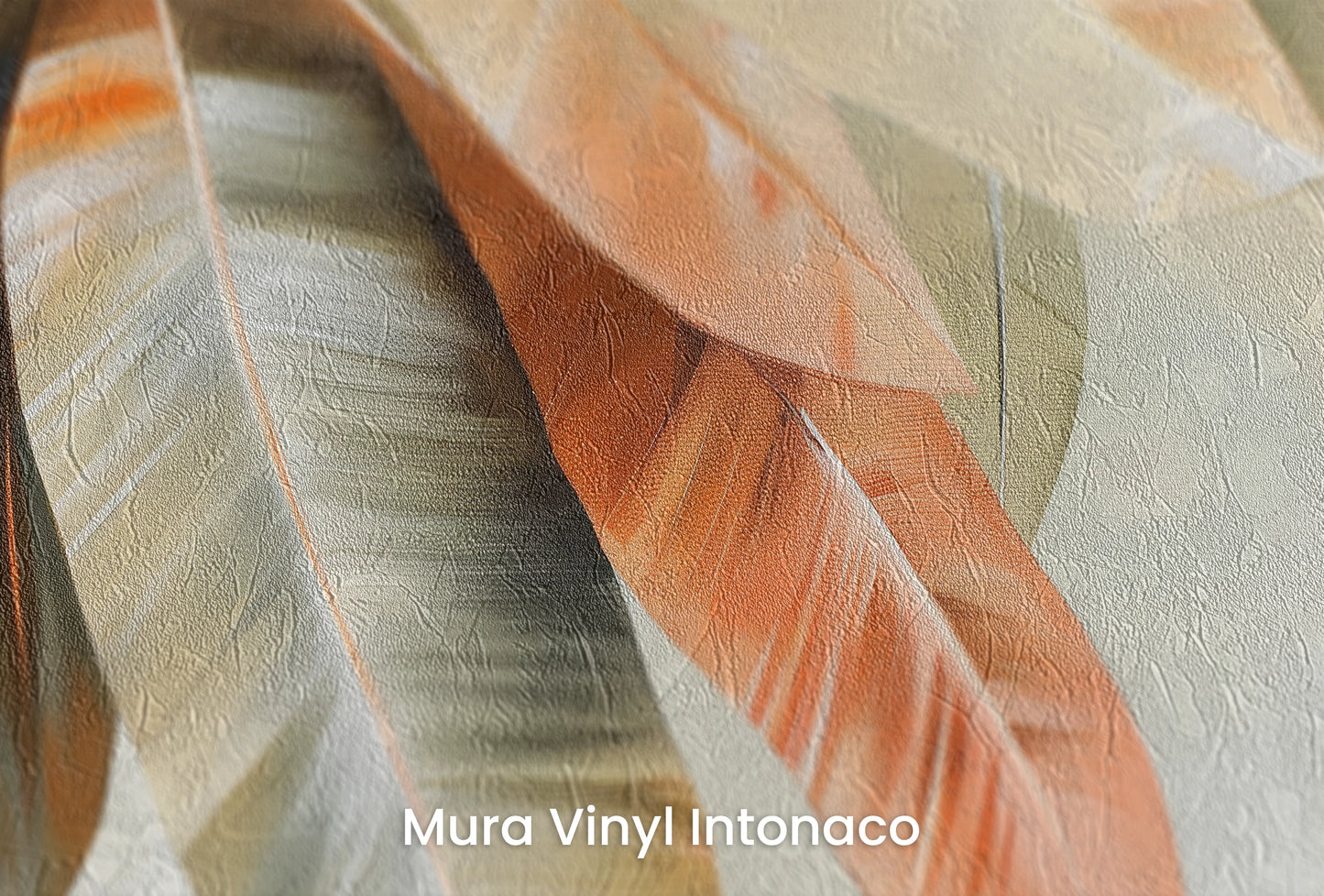Zbliżenie na artystyczną fototapetę o nazwie Copper Elegance na podłożu Mura Vinyl Intonaco - struktura tartego tynku.
