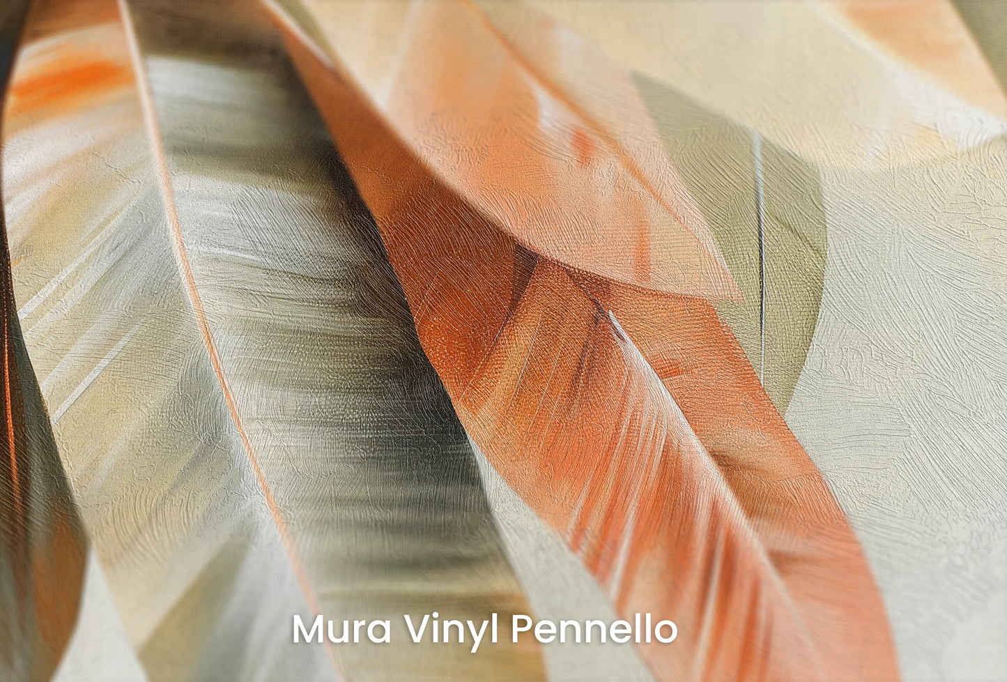 Zbliżenie na artystyczną fototapetę o nazwie Copper Elegance na podłożu Mura Vinyl Pennello - faktura pociągnięć pędzla malarskiego.