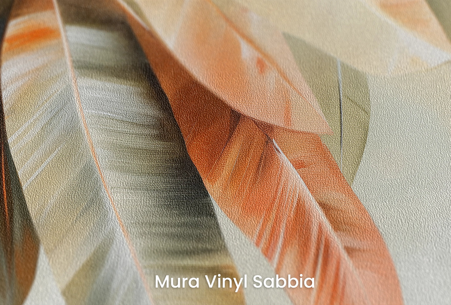 Zbliżenie na artystyczną fototapetę o nazwie Copper Elegance na podłożu Mura Vinyl Sabbia struktura grubego ziarna piasku.
