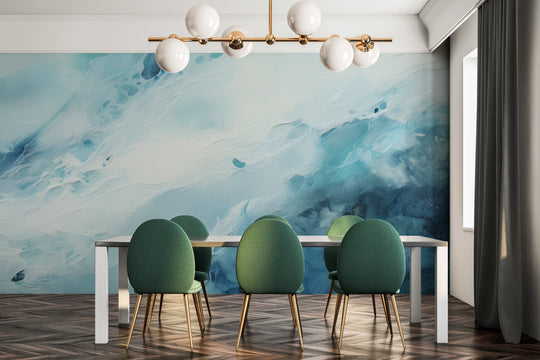 Wzór fototapety artystycznej o nazwie Neptune's Whirl pokazanej w aranżacji wnętrza.