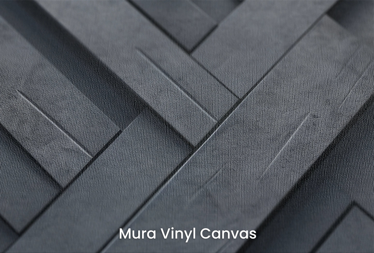 Zbliżenie na artystyczną fototapetę o nazwie Herringbone Illusion na podłożu Mura Vinyl Canvas - faktura naturalnego płótna.
