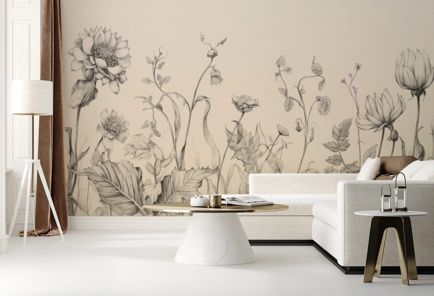 Fototapeta artystyczna o nazwie Floral Harmony #2 pokazana w aranżacji wnętrza.