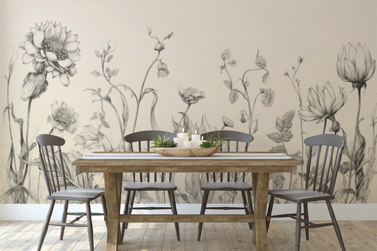 Wzór fototapety artystycznej o nazwie Floral Harmony #2 pokazanej w aranżacji wnętrza.
