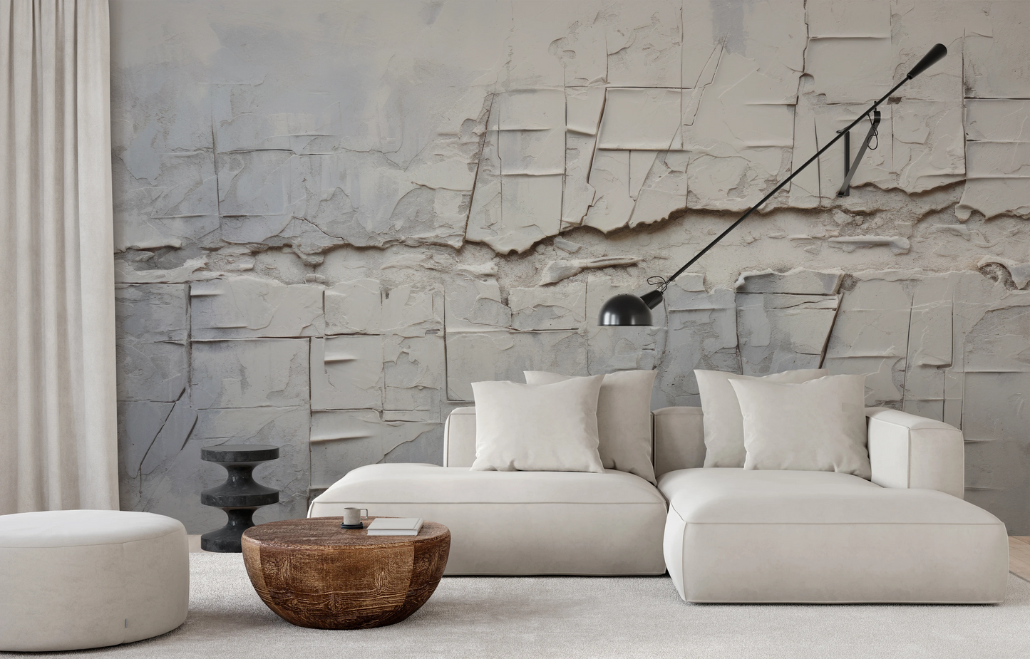 Fototapeta artystyczna o nazwie Cracked Canvas pokazana w aranżacji wnętrza.