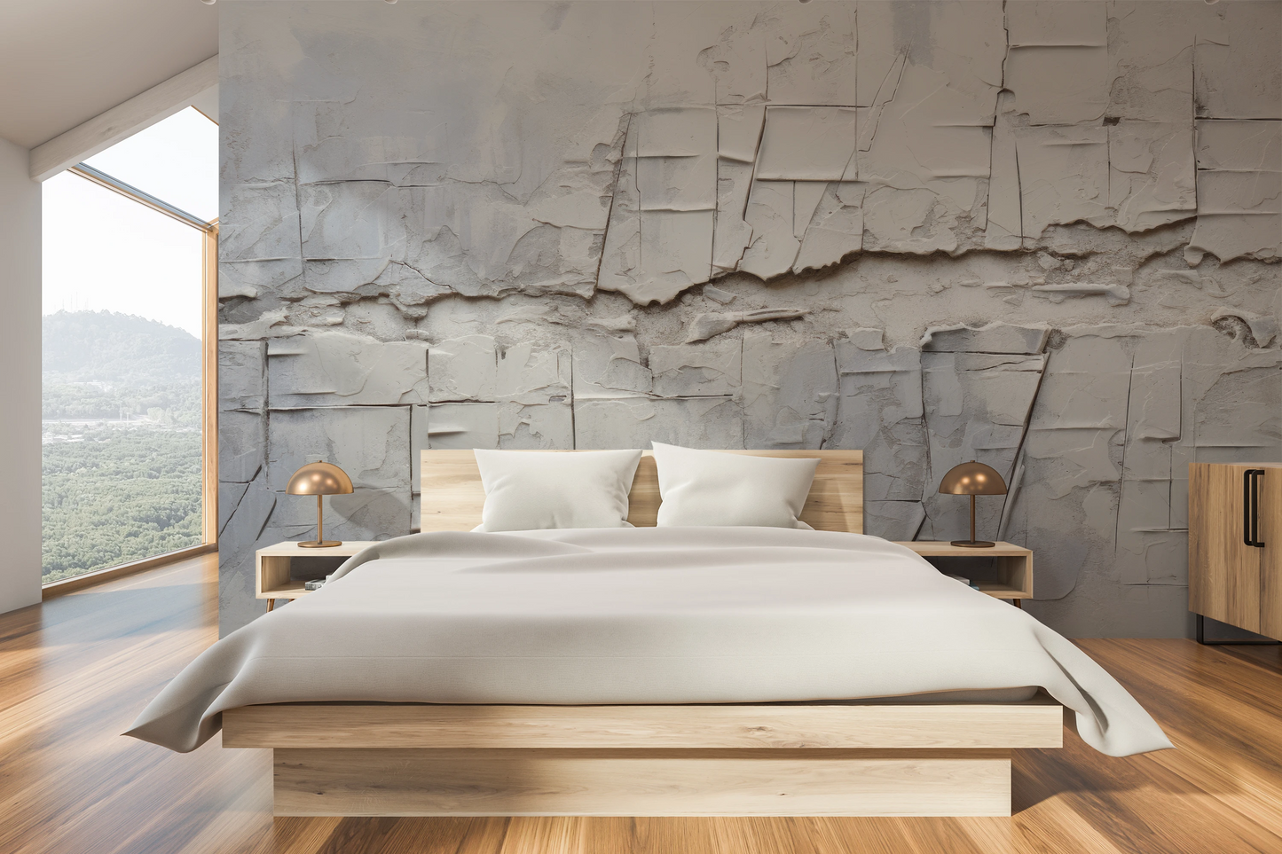 Wzór fototapety malowanej o nazwie Cracked Canvas pokazanej w aranżacji wnętrza.