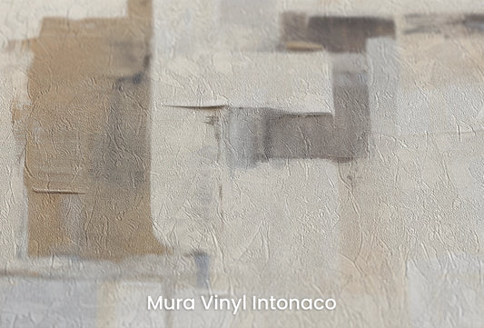Zbliżenie na artystyczną fototapetę o nazwie Neutral Harmony na podłożu Mura Vinyl Intonaco - struktura tartego tynku.