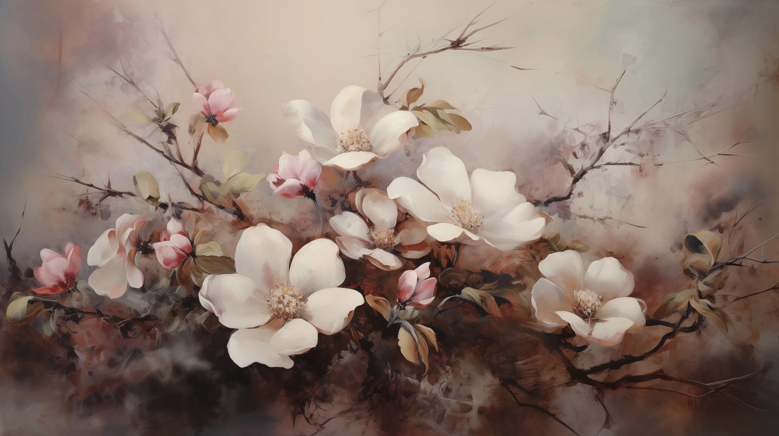 Mustervorschau: Prezentacja całego wzoru fototapety o nazwie Serene Magnolia Haze