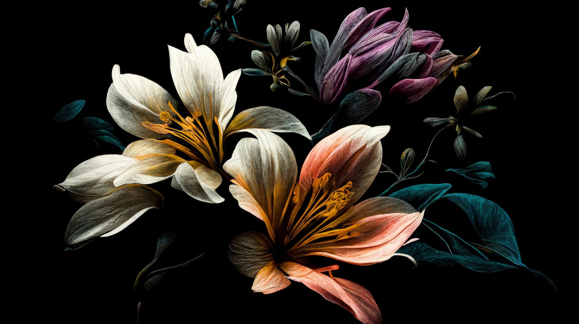 Prezentacja całego wzoru fototapety o nazwie Luminous Bloom