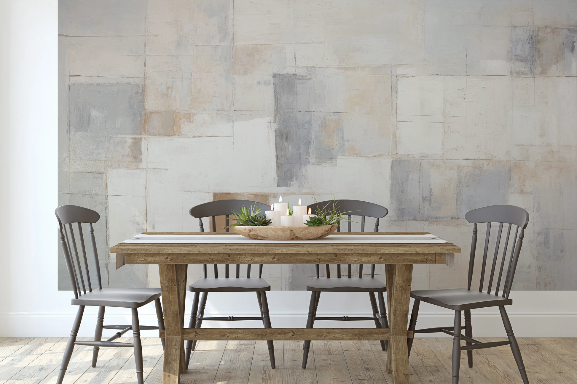 Zdjęcie prezentuje aranżację wnętrza z użyciem fototapety o nazwie Whispers of Color pokazanej w aranżacji wnętrza.