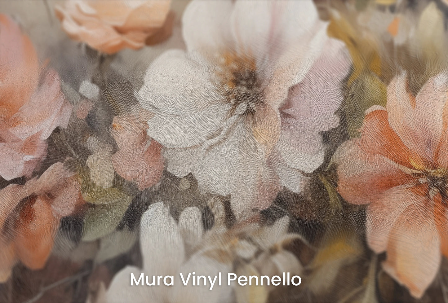 Zbliżenie na artystyczną fototapetę o nazwie Soft Pastel Harmony na podłożu Mura Vinyl Pennello - faktura pociągnięć pędzla malarskiego.