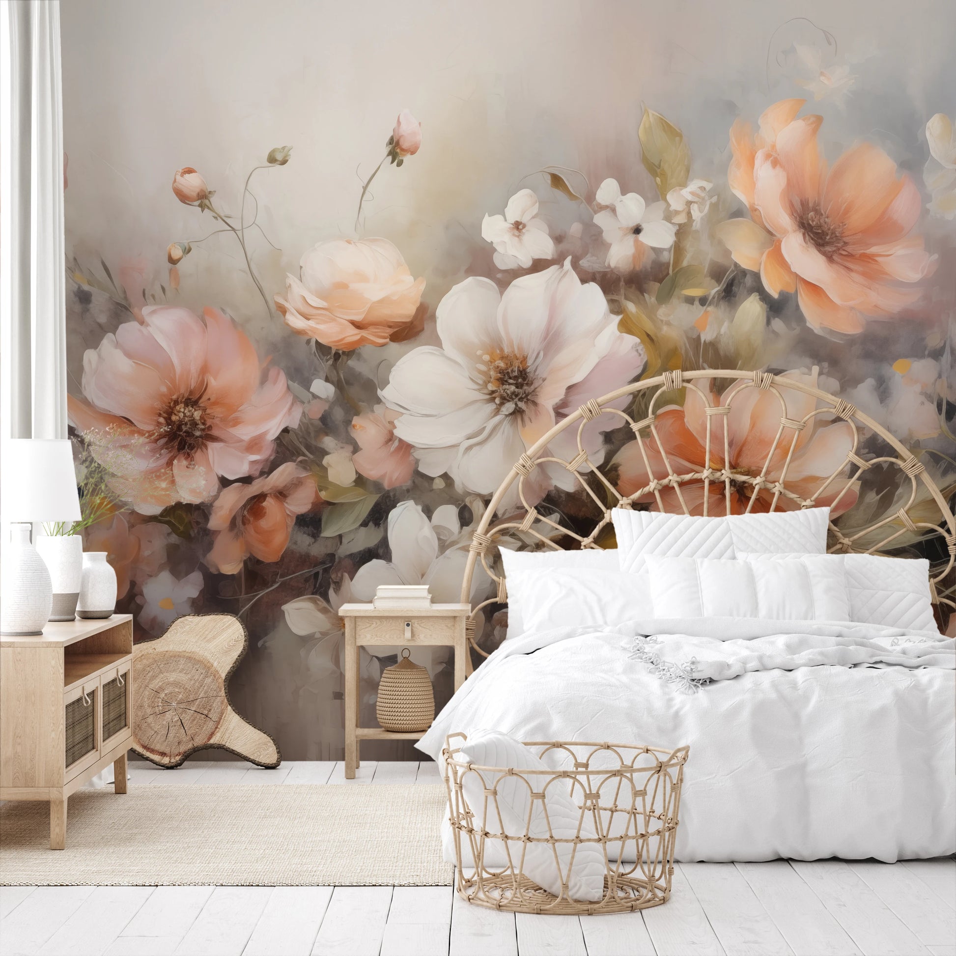 Fototapeta artystyczna o nazwie Soft Pastel Harmony pokazana w aranżacji wnętrza.