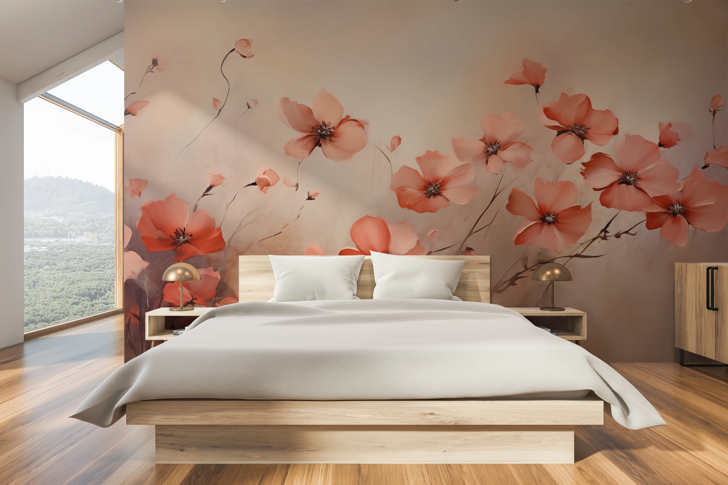 Fototapeta o nazwie Dawn Poppy Field użyta w aranzacji wnętrza.