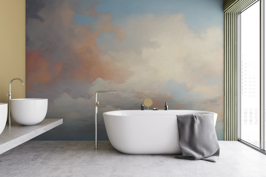 Wzór fototapety artystycznej o nazwie Golden Flame pokazanej w aranżacji wnętrza.