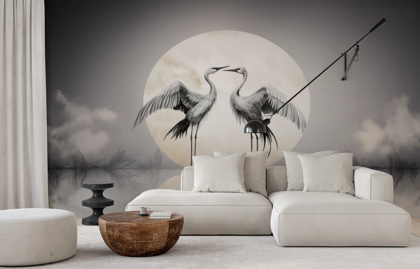 Wzór fototapety artystycznej o nazwie Celestial Serenity pokazanej w aranżacji wnętrza.