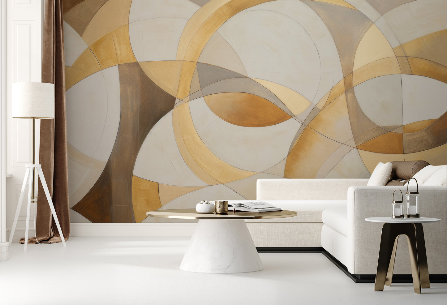 Wzór fototapety o nazwie SWIRLING SPECTRUM ELEGANCE pokazanej w kontekście pomieszczenia.