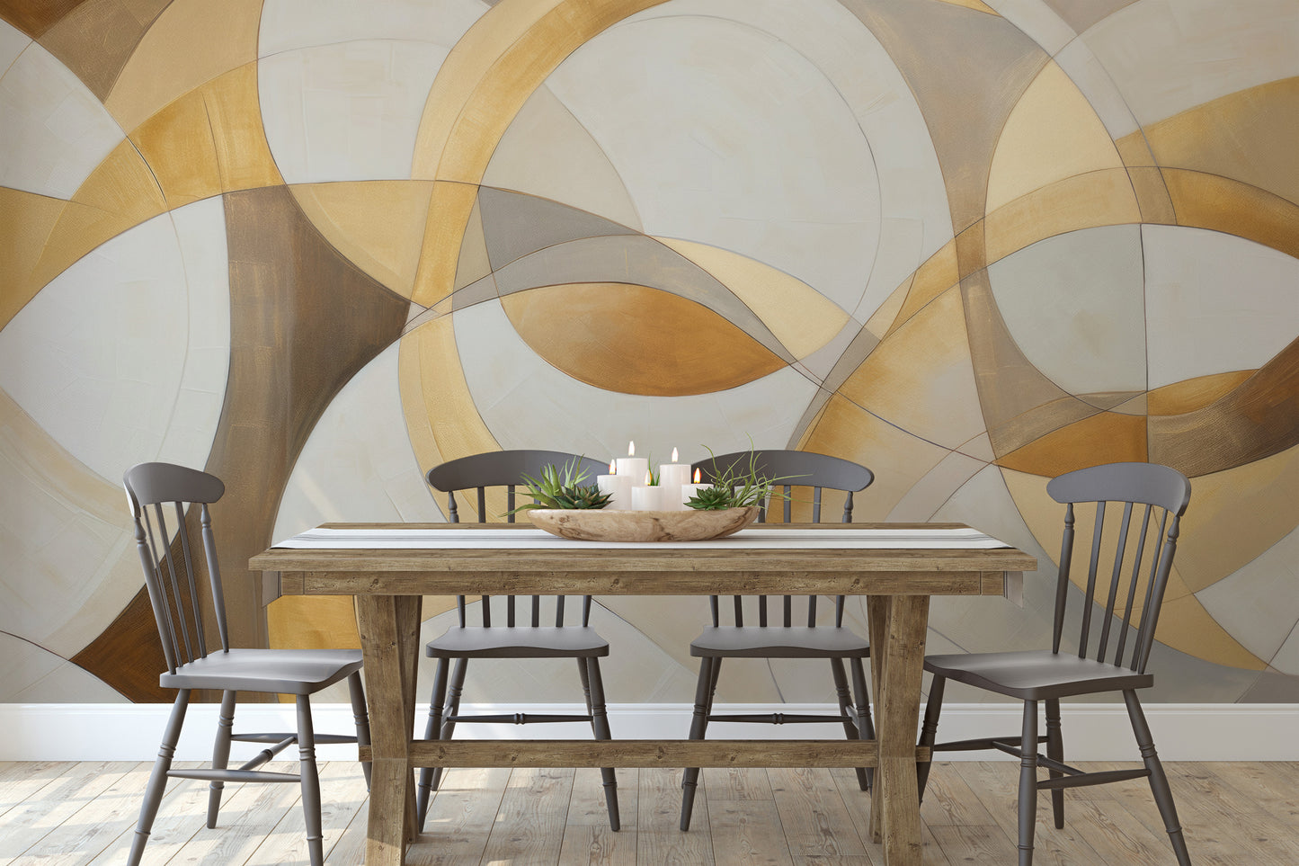 Wzór fototapety artystycznej o nazwie SWIRLING SPECTRUM ELEGANCE pokazanej w aranżacji wnętrza.