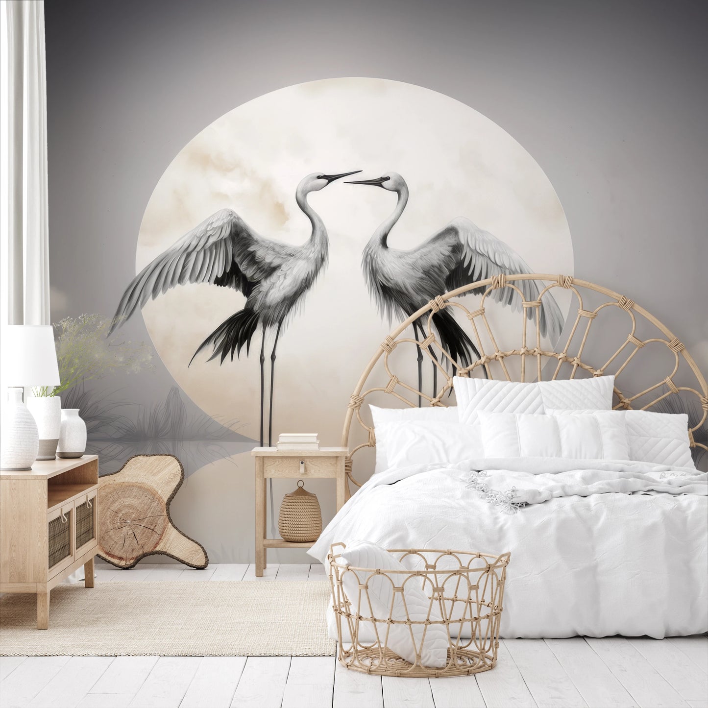 Fototapeta malowana o nazwie Celestial Serenity pokazana w aranżacji wnętrza.